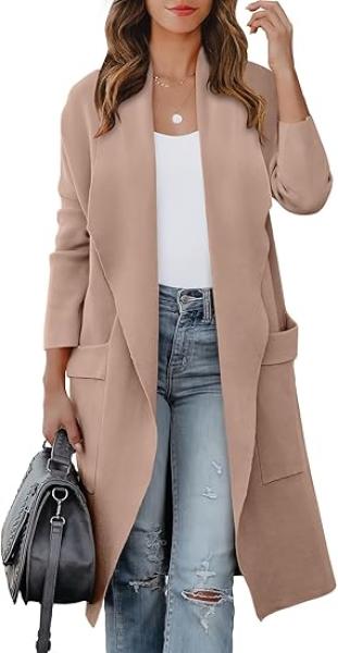 ANRABESS Women Long Cardigan Sweater 2024 Fall Fashion Casual Oversized Knit Open Front Coatigan Jacket Coat Trendy Outfits