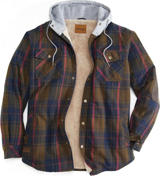 Venado Northwoods Hooded Shirt Jacket - Work Coat for Men