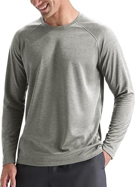 Men Active Casual Long Sleeve Shirts Lightweight Dry Fit Workout Running Athletic Comfortable T-Shirts