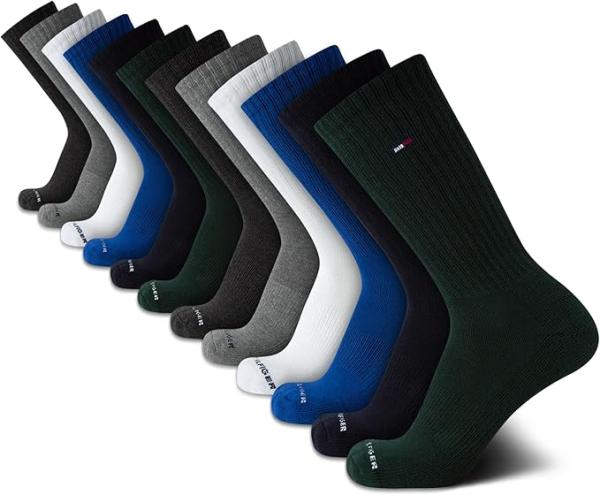 Tommy Hilfiger Men Crew Socks - 12 Pack Performance Cushion Comfort Crew Socks - Breathable Athletic Socks for Men