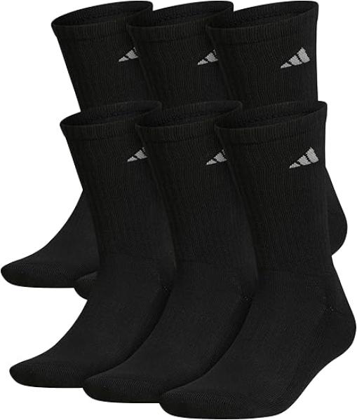 adidas Men Athletic Cushioned Crew Socks with Arch Compression (6 Pairs)