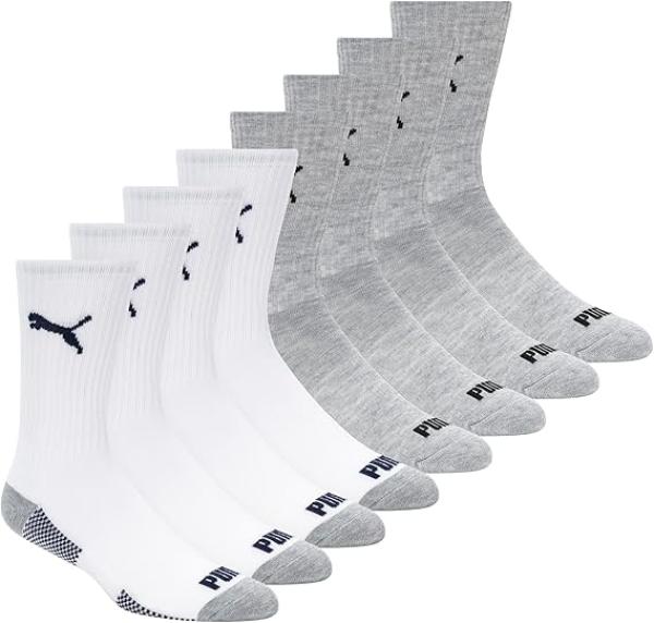 PUMA Men 8 Pack Athletic Cushioned Crew Socks