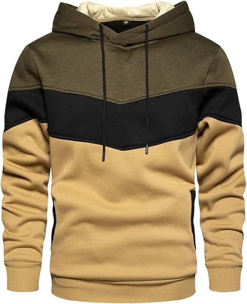 Gesean Men Novelty Color Block Pullover Fleece Hoodie Long Sleeve Casual Sweatshirt with Pocket