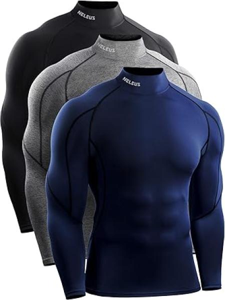 NELEUS Men 3 Pack Athletic Compression Shirt Running Shirts