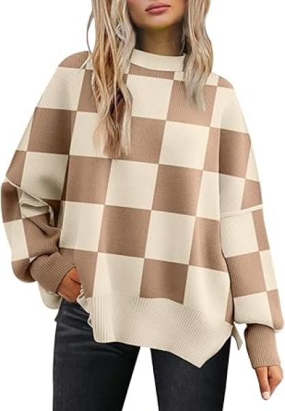 LILLUSORY Women Oversized Batwing Sweaters 2024 Fall Outfits Crewneck Ribbed Knit Side Slit Trendy Pullover Tops