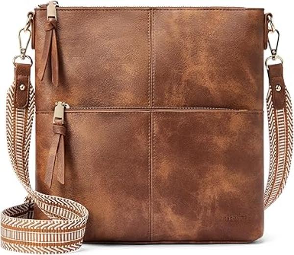 WESTBRONCO Crossbody Purses for Women Medium Shoulder Bag Vegan Leather Handbags with Guitar Strap