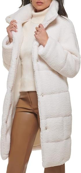 Levi s Womens Long Length Patchwork Quilted Teddy Coat