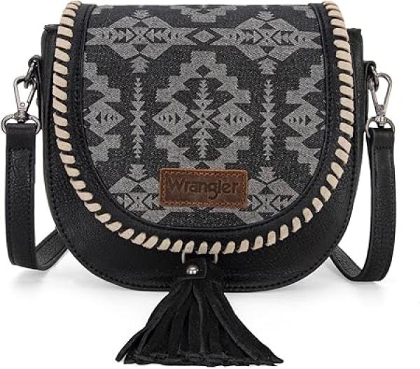 Wrangler Saddle Bag Purses for Women Small Crossbody Satchal Bag Embossed Braid Handbags