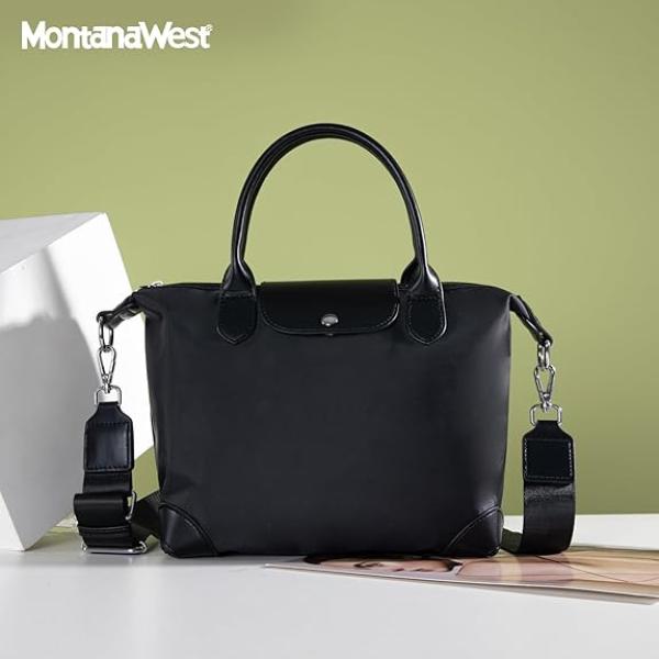 Montana West Nylon Crossbody Bag for Women Small Work Tote Bag Lightweight Waterproof Ladies Handbag with Guitar Strap