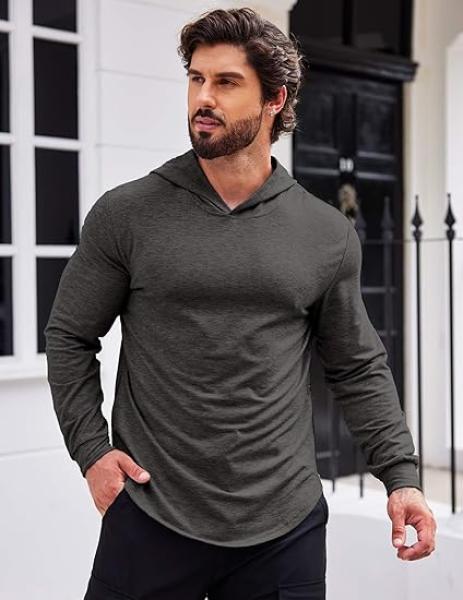 COOFANDY Men Workout Sweatshirts Long Sleeve Muscle Fit Athletic Gym Hoodies Pullover