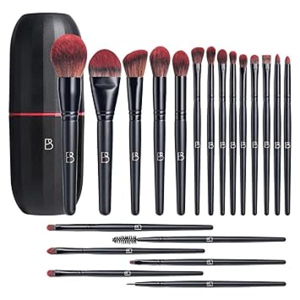 BS-MALL Makeup Brushes Set Professional – 20Pcs Premium Synthetic Foundation Powder Concealers Eye shadows Blush Makeup Brushes with Black case