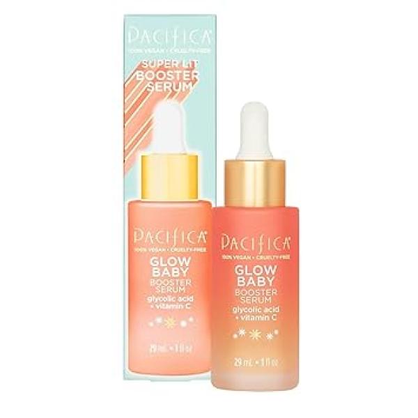 Pacifica Beauty, Glow Baby Booster Serum For Face, Vitamin C and Glycolic Acid, Brightens and Supports, For All Skin Types, Fragrance Free, Clean Skin Care, Vegan &amp;amp; Cruelty Free , 1 Fl Oz