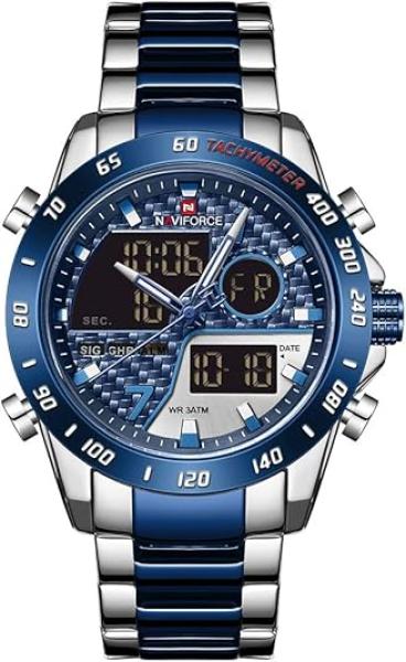 NAVIFORCE Watch for Men Dual Display Digital Quartz Watches Multifunctional Business Stainless Steel Wristwatch