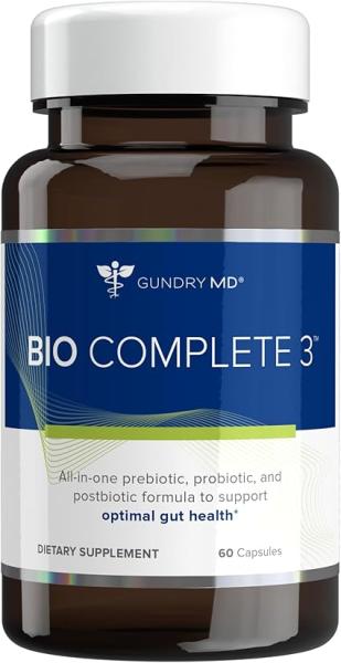 Gundry MD® Bio Complete 3, 3-in-1 Probiotics for Gut Health, Probiotic Supplements for Digestion, Supplement Supporting Bloating, Gas, Food Cravings, Energy Levels, Skin, and Focus, 30 Day Supply