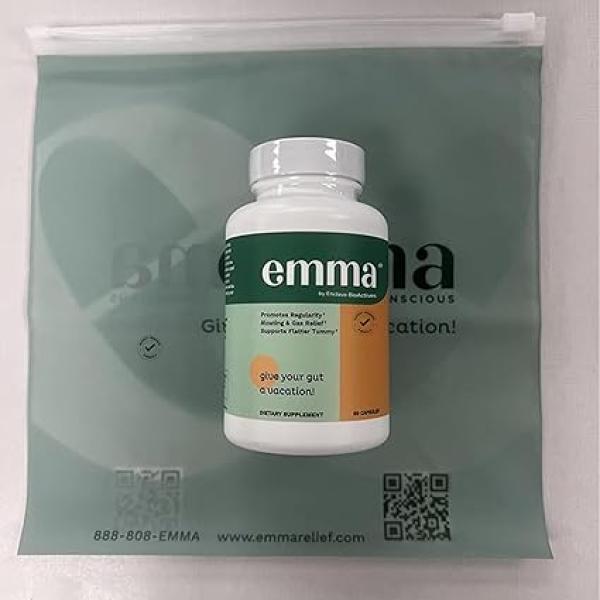 Emma Gut Health - Gas and Bloating Relief, Constipation, Leaky Gut Repair - Gut Cleanse Restore Digestion - Regulate Bowel Movement. Probiotics and Laxative Alternative, 60 Capsules