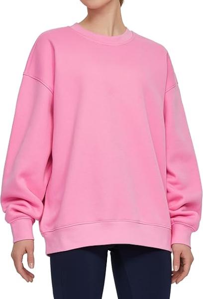 THE GYM PEOPLE Womens Fleece Crewneck Loose fit Soft Oversized Pullover Sweatshirt