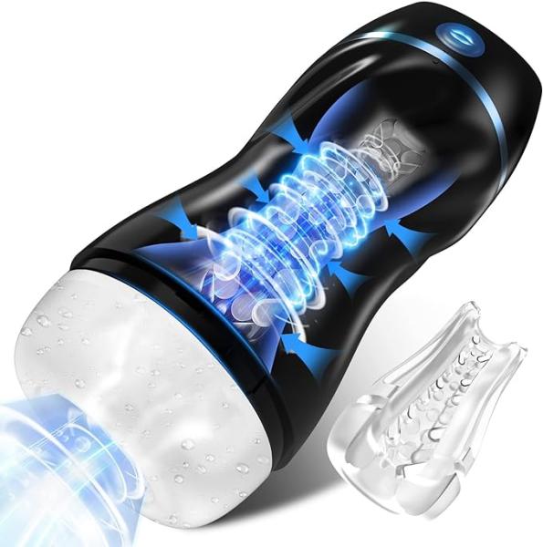 EINSEO Automatic Sucking Male Masturbators - Upgraded 7 Vibration Suction Hands Free Pocket Pussy Male Stroker with 3D Realistic Textured, Blowjob Toy Mens Adult Male Sex Toys for Men Sex Machine