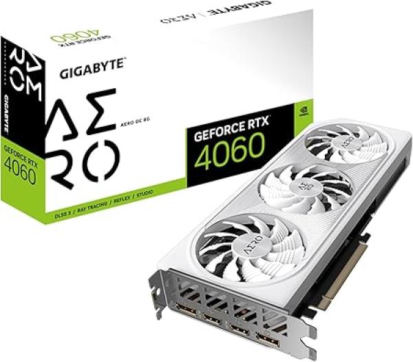 GIGABYTE GeForce RTX 4060 AERO OC 8G Graphics Card, 3X WINDFORCE Fans, 8GB 128-bit GDDR6, GV-N4060AERO OC-8GD Video Card